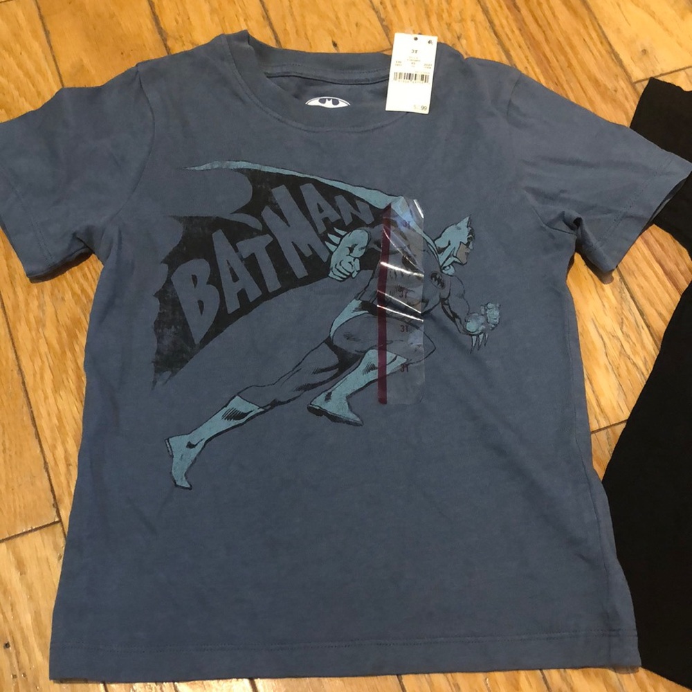 New! Two for 10 toddler t shirts. Blue and black color. Rabbit Skin and Batman.
